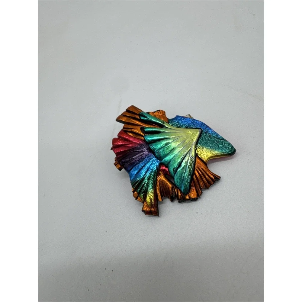Vintage tropical fish brooch pin enamel nautical‎ multicolored